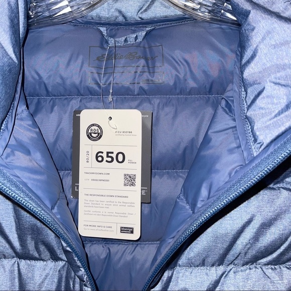 NWT Eddie Bauer Women Vest Blue Down Quilted Puffer Vest Size L - Picture 6 of 7